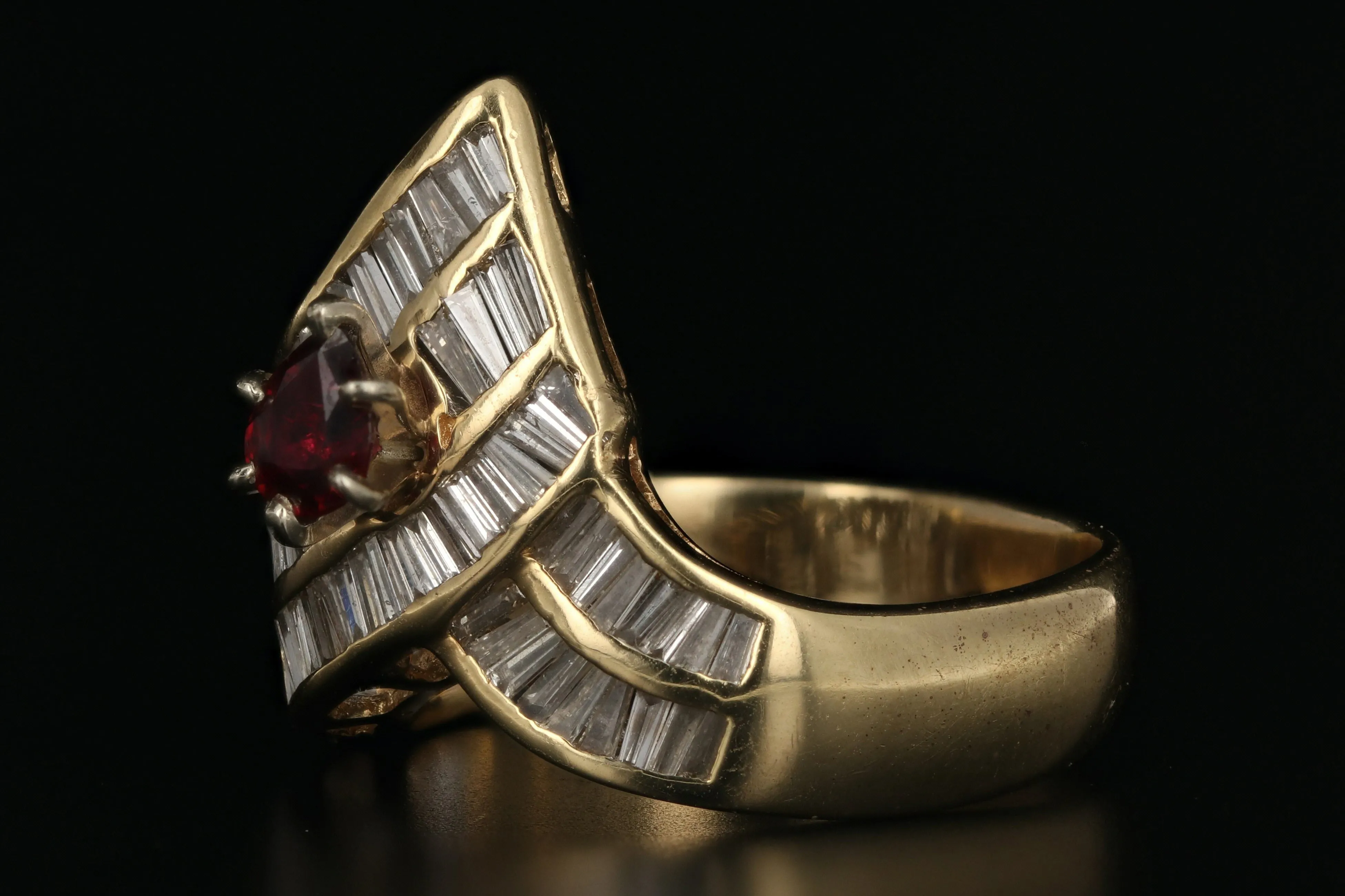 Vintage 18K Yellow Gold .50 Carat Ruby and Diamond Ring