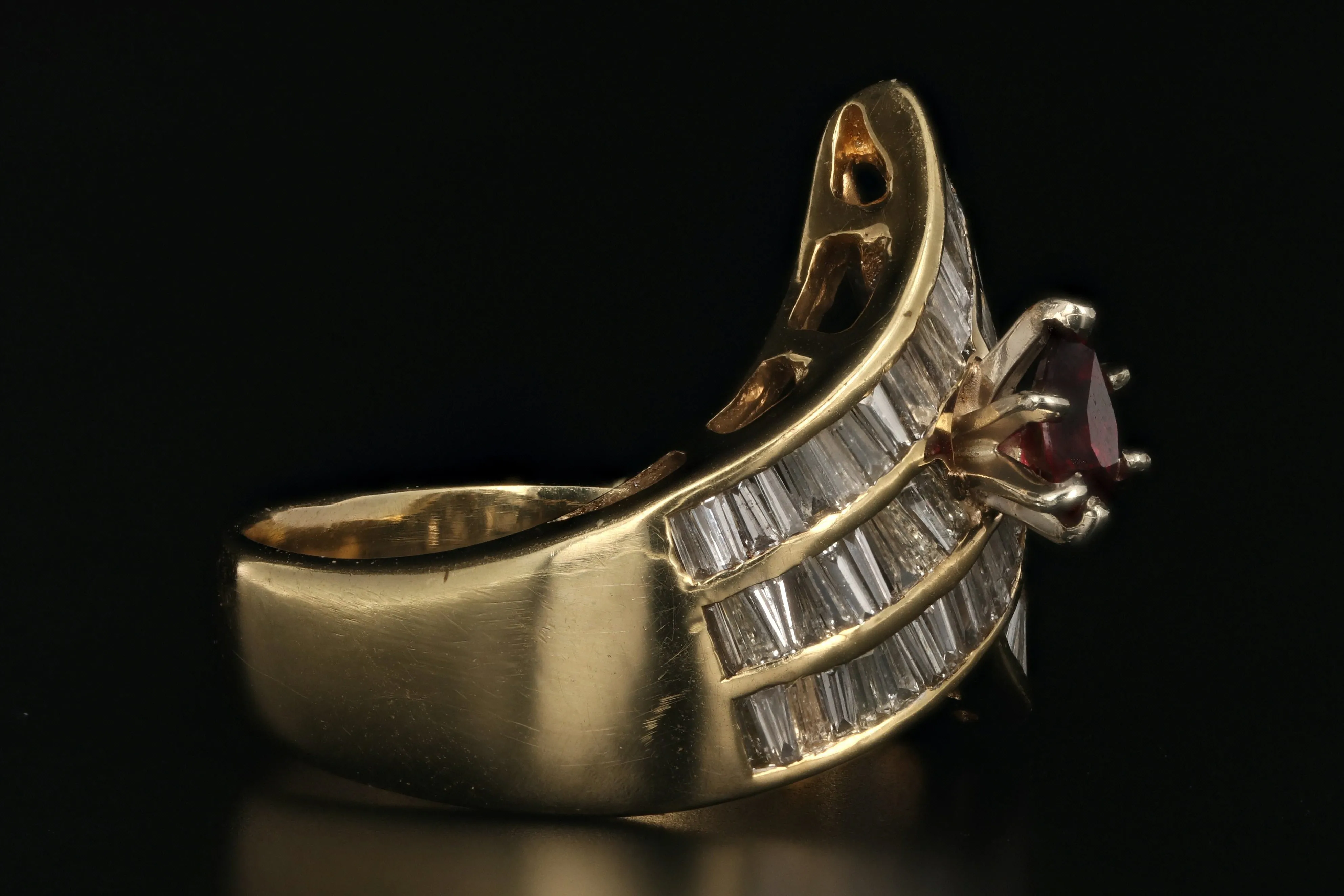 Vintage 18K Yellow Gold .50 Carat Ruby and Diamond Ring