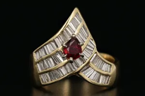 Vintage 18K Yellow Gold .50 Carat Ruby and Diamond Ring