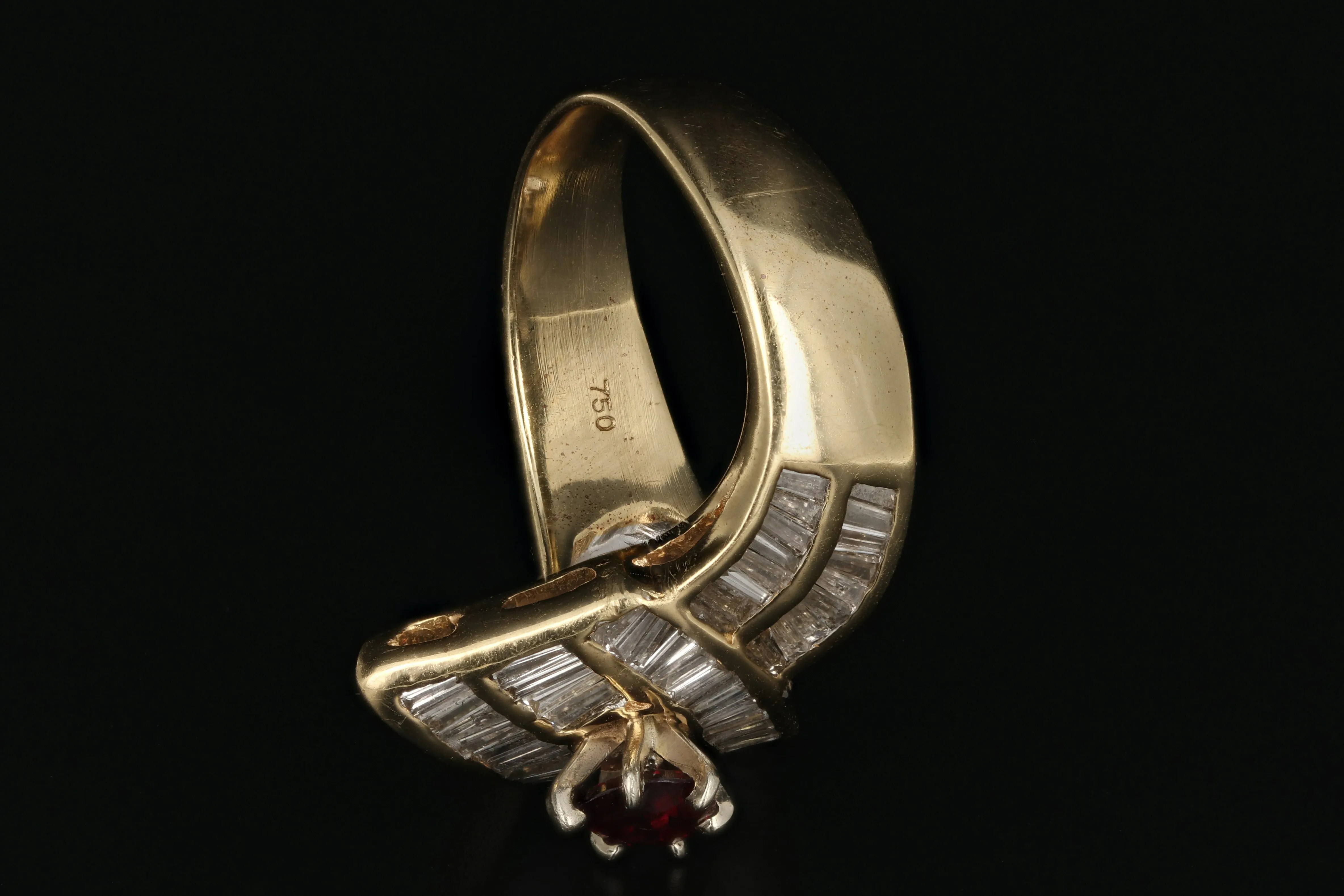 Vintage 18K Yellow Gold .50 Carat Ruby and Diamond Ring