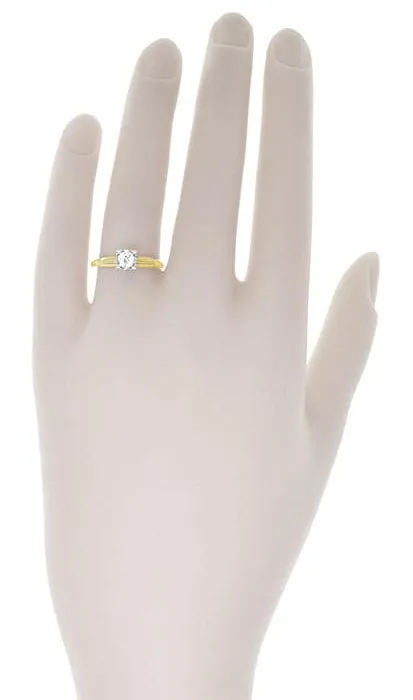 Vintage 1940's Heirloom Old European Cut Diamond Ring in Two-Tone 14 Karat Gold