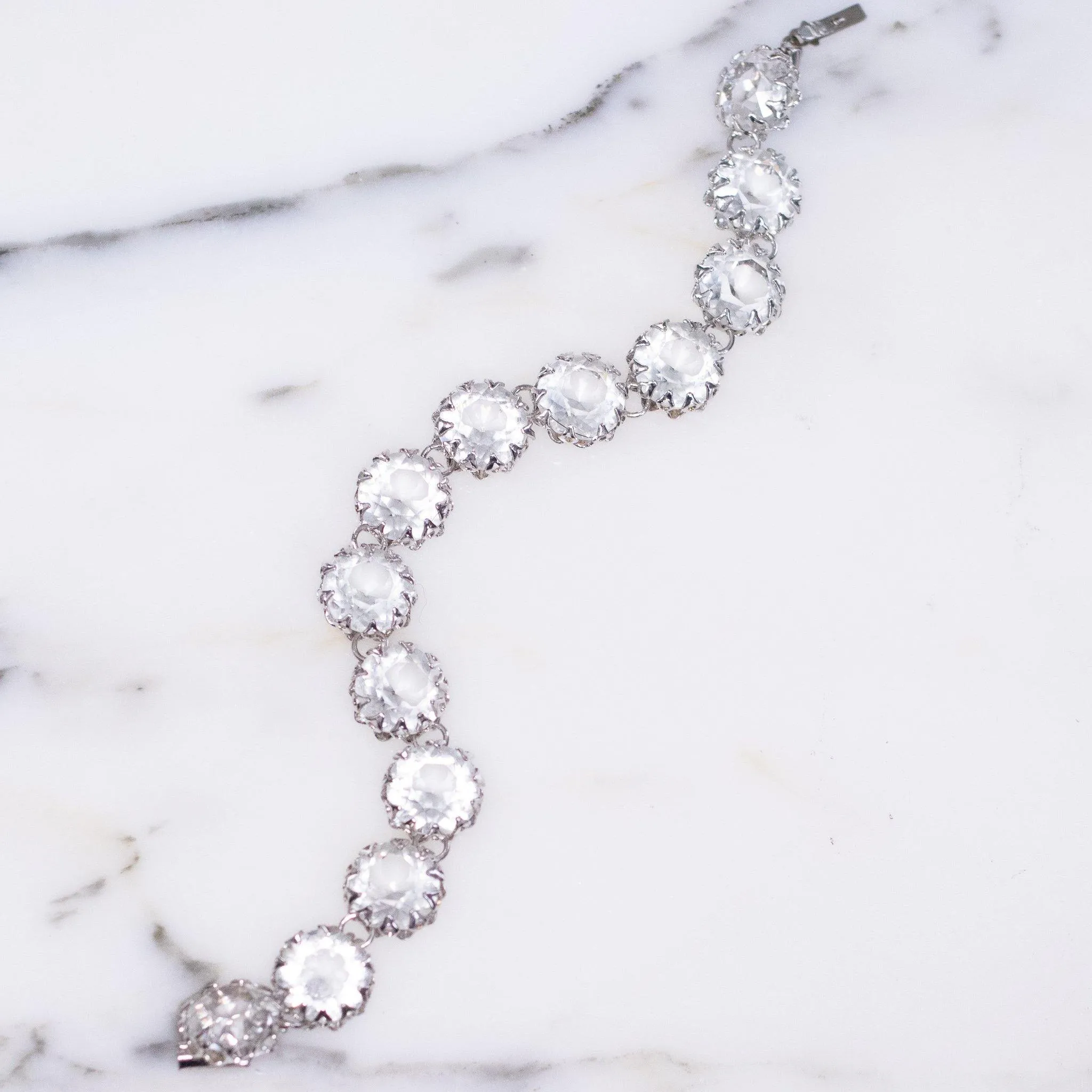 Vintage Art Deco Cut Crystal Bezel Set Bracelet