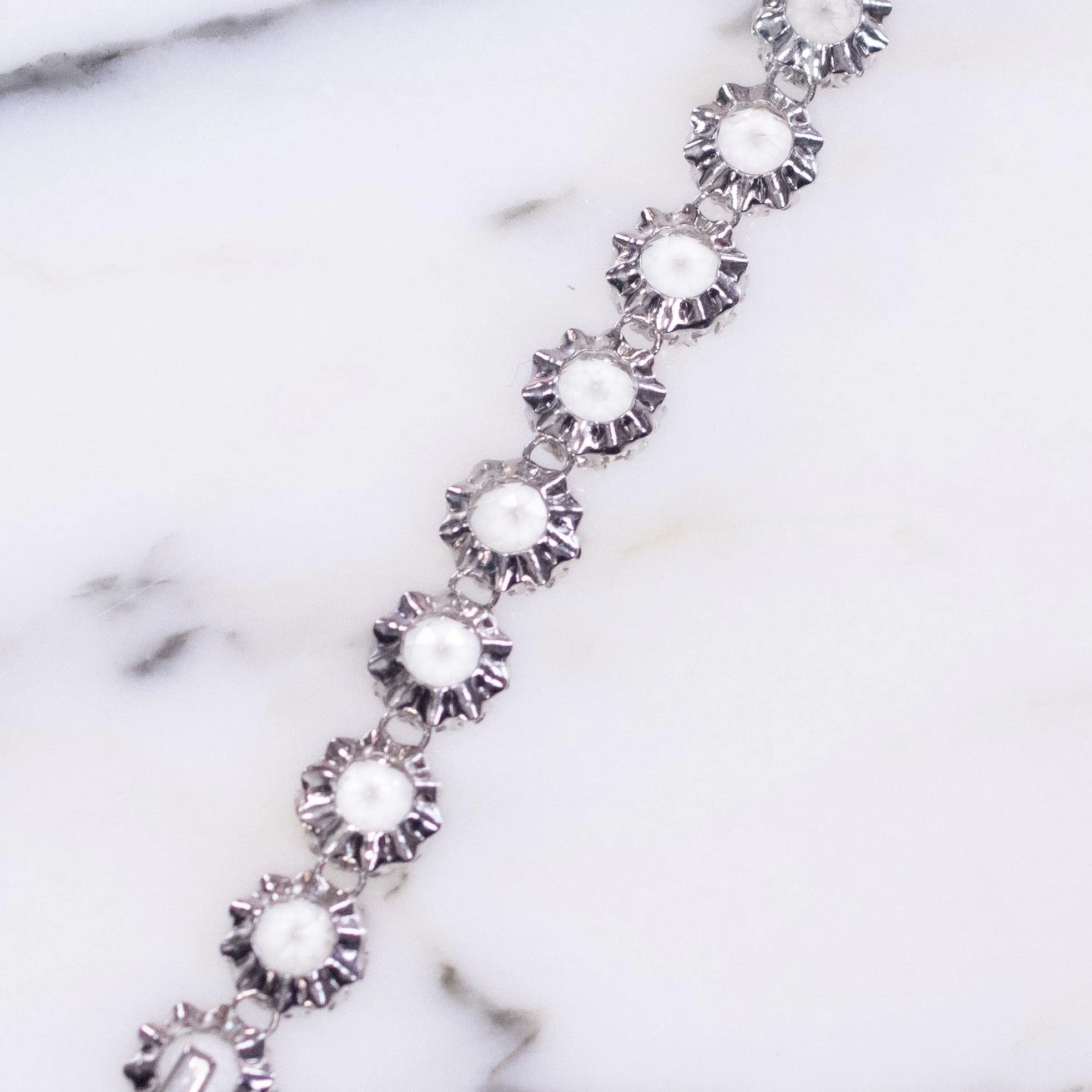 Vintage Art Deco Cut Crystal Bezel Set Bracelet