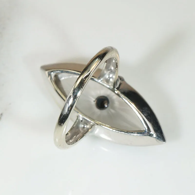 Vintage Camphor Glass Marquis White Gold Ring