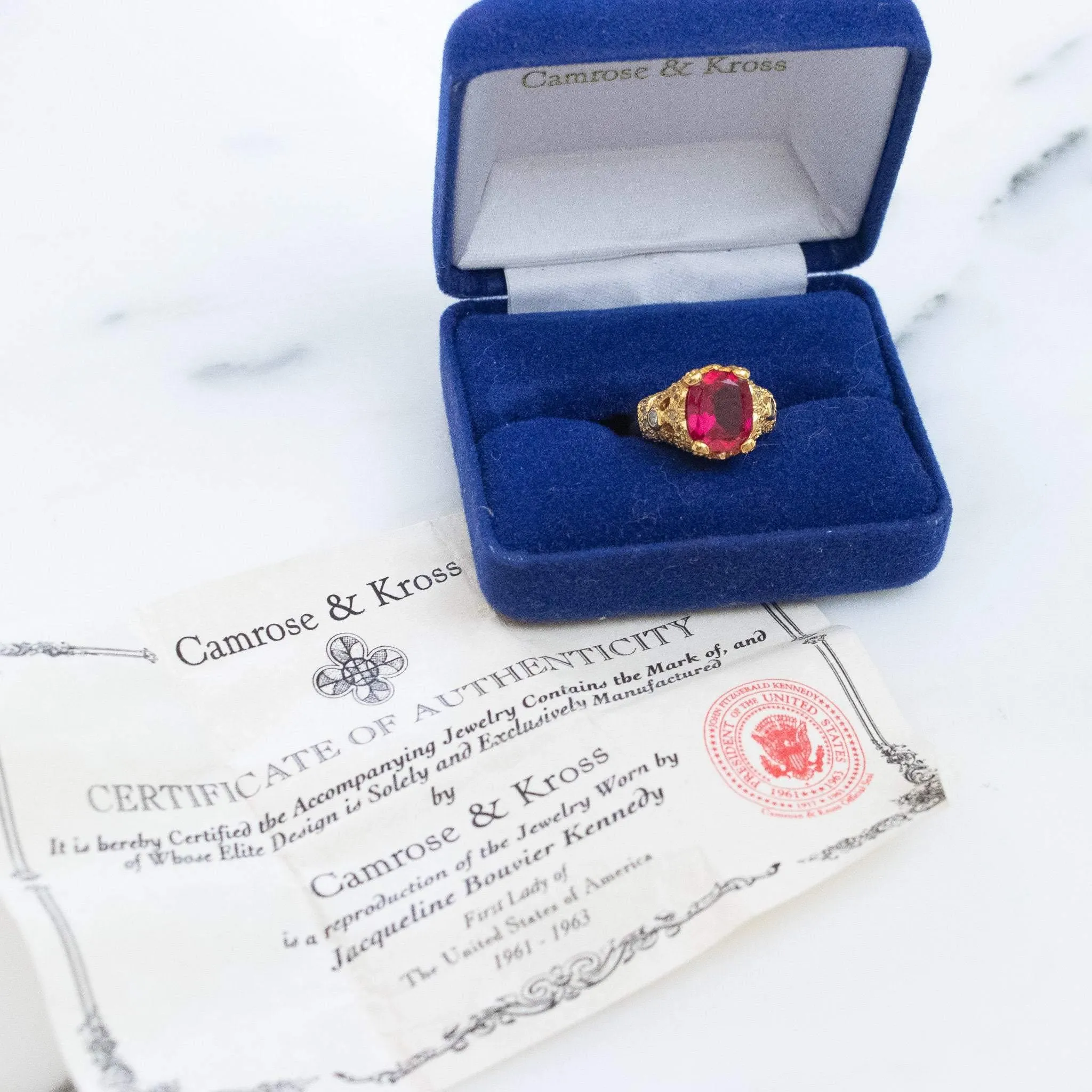 Vintage Camrose and Kross Rubelite Ring