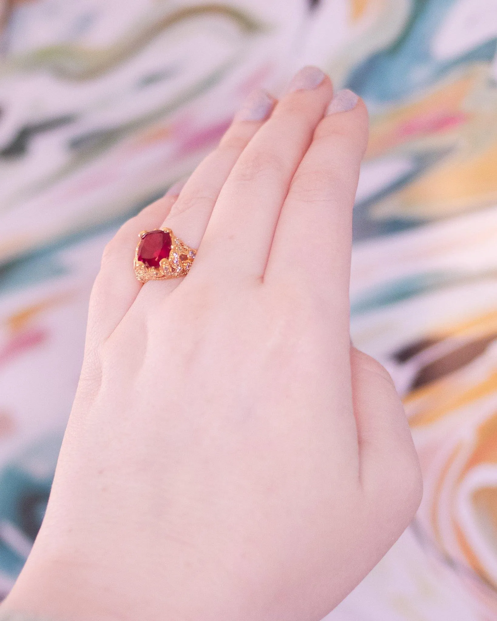 Vintage Camrose and Kross Rubelite Ring