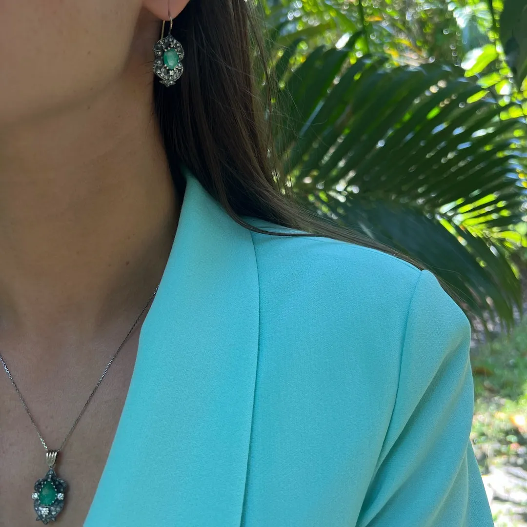 Vintage Diamond Emerald Earring