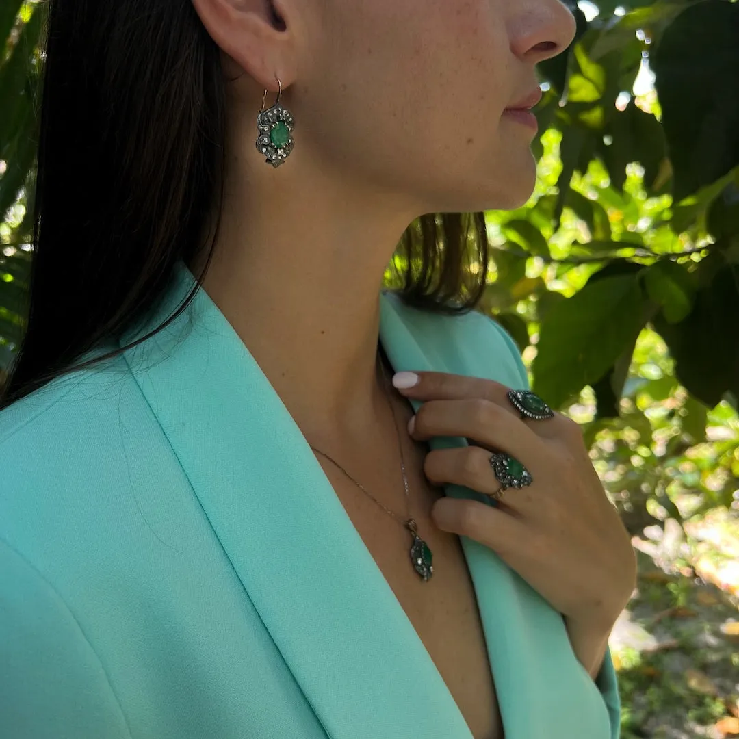Vintage Diamond Emerald Earring