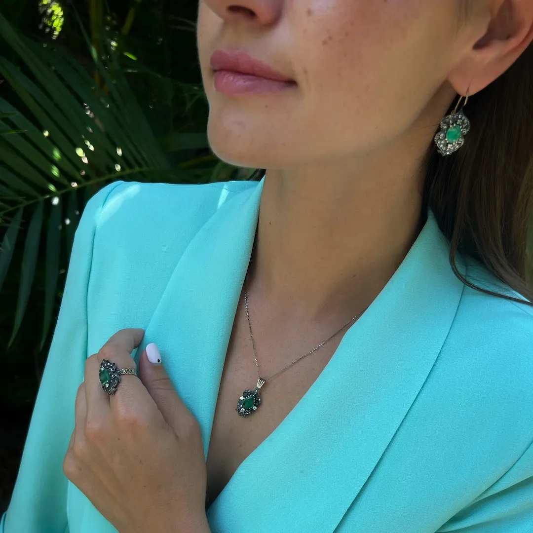 Vintage Diamond Emerald Earring