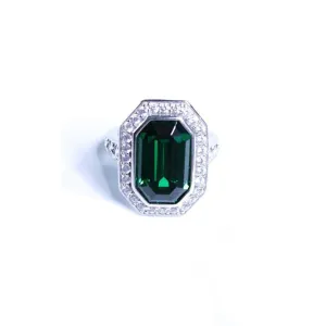 Vintage Emerald Crystal Cocktail Ring