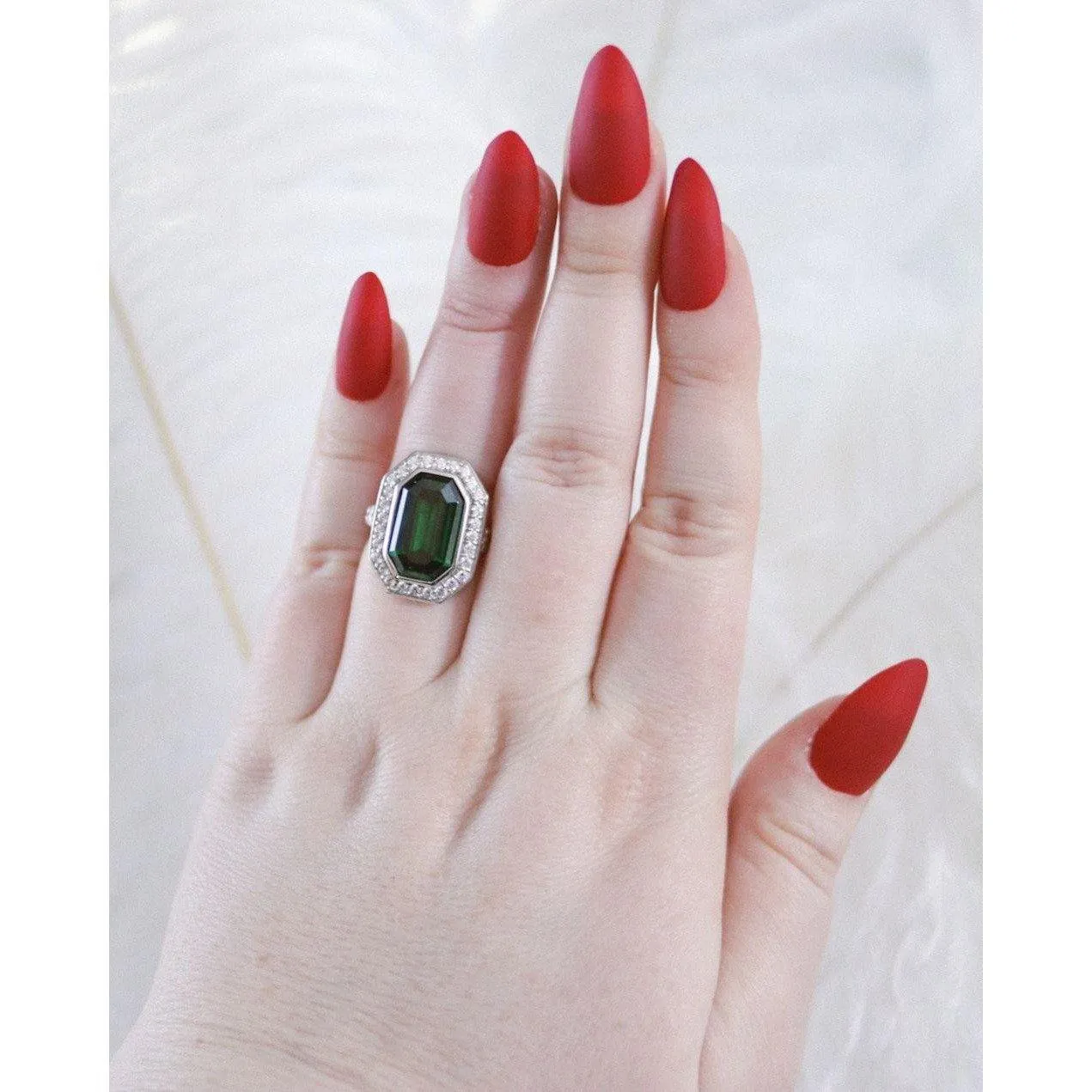 Vintage Emerald Crystal Cocktail Ring