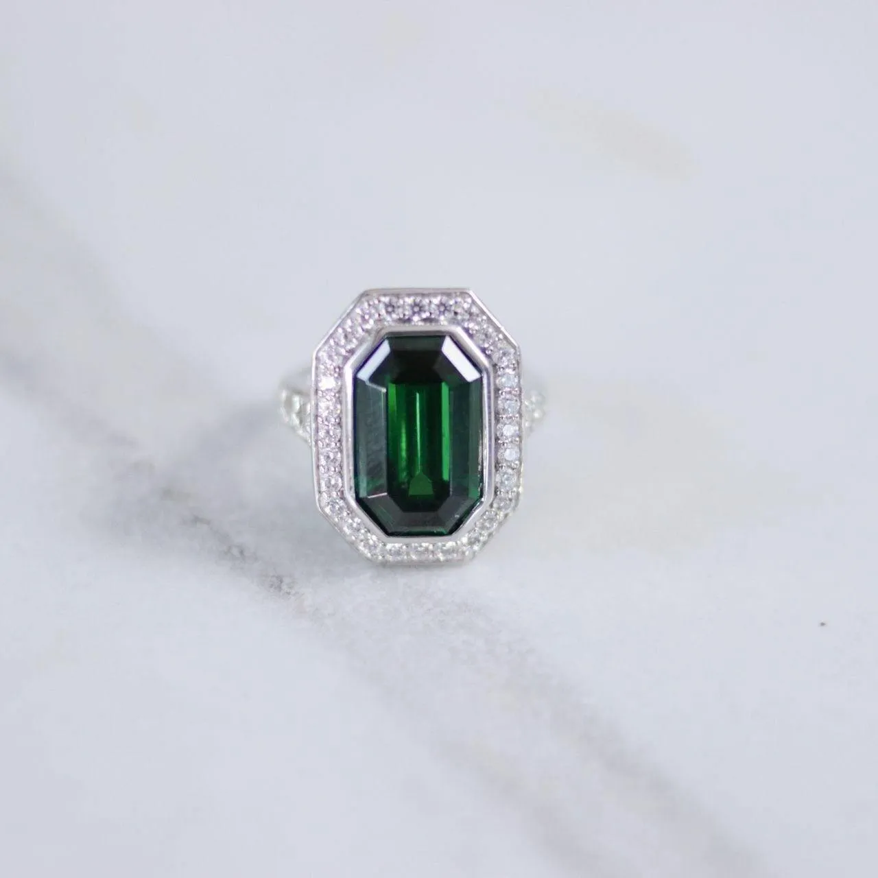 Vintage Emerald Crystal Cocktail Ring