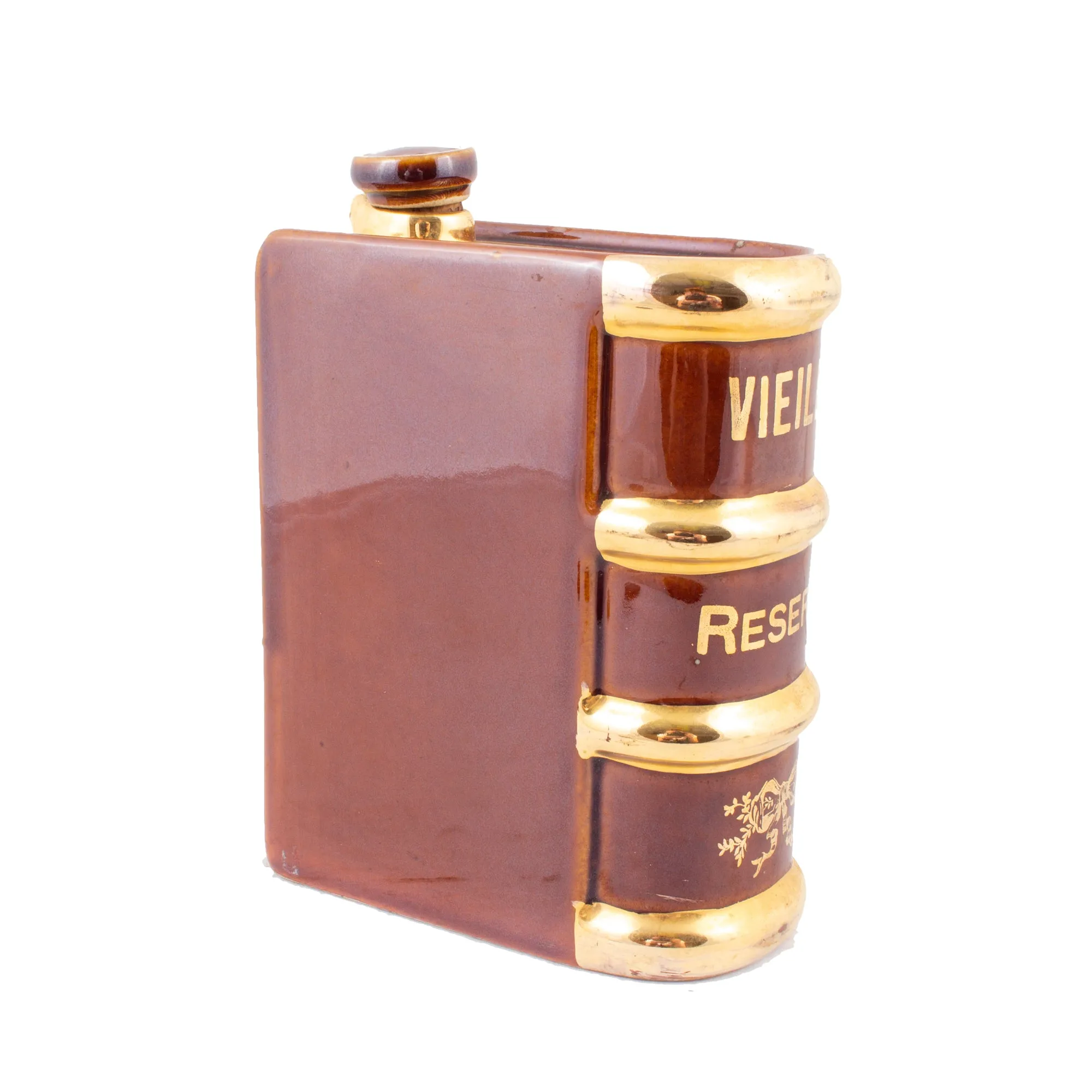 Vintage French Ceramic Book-Shaped Flask