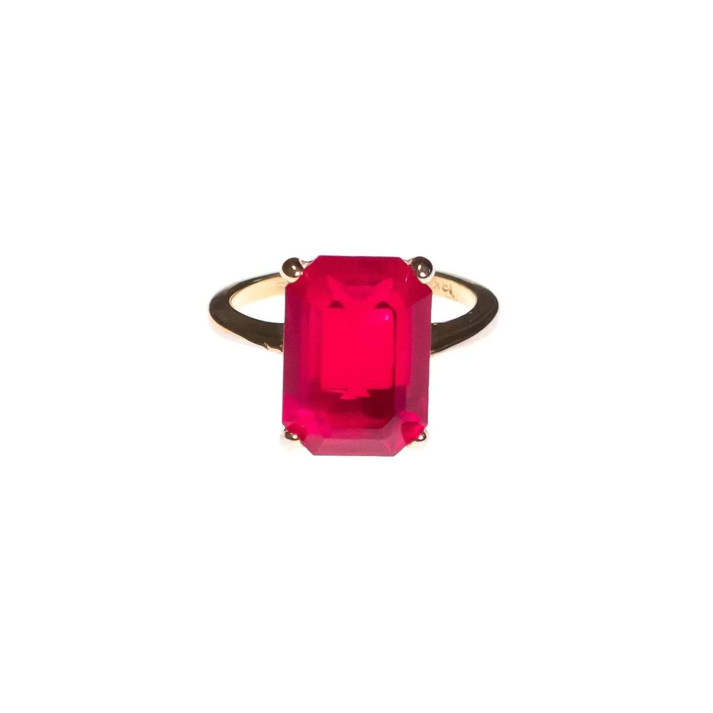 Vintage Red Emerald Cut Crystal Cocktail Statement Ring