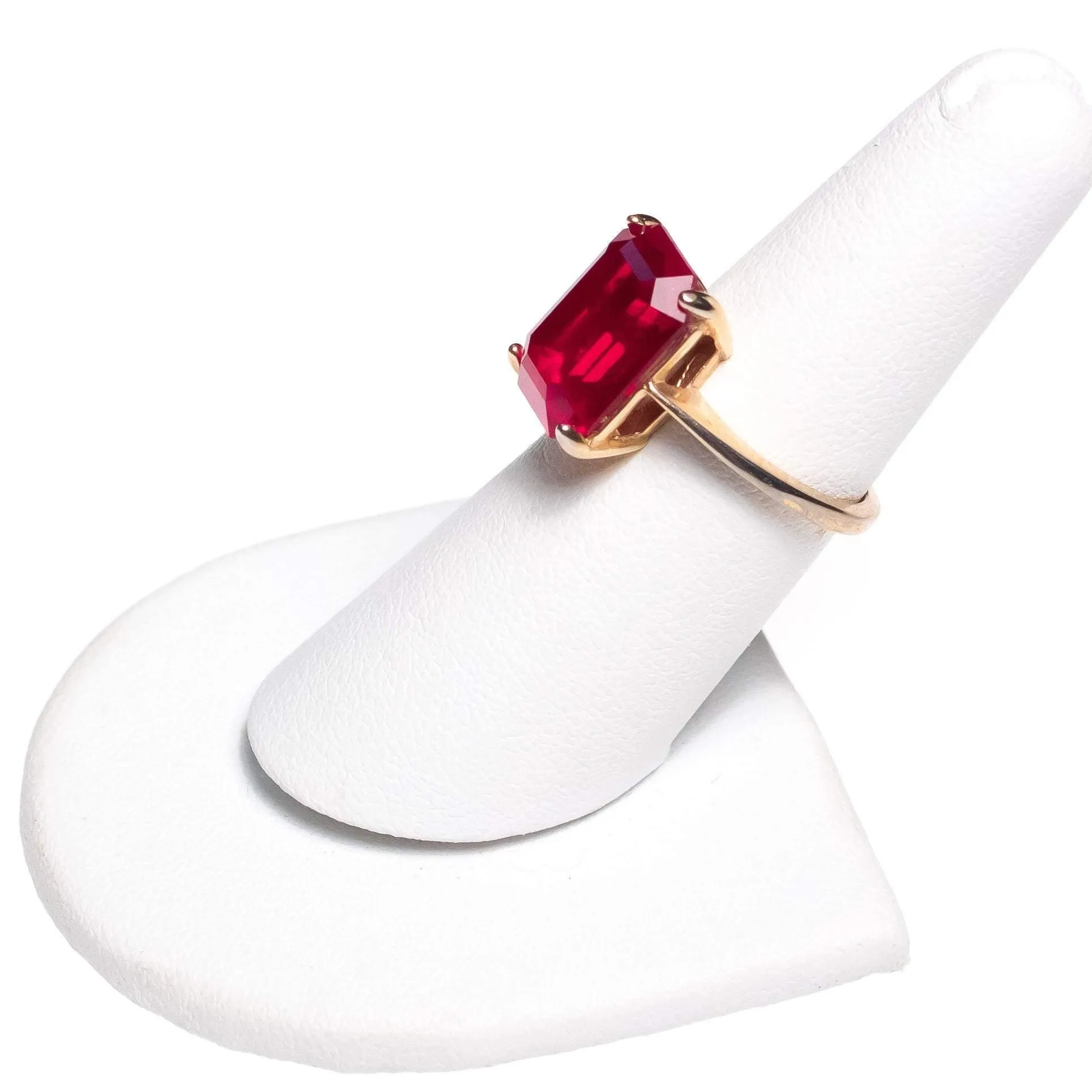 Vintage Red Emerald Cut Crystal Cocktail Statement Ring