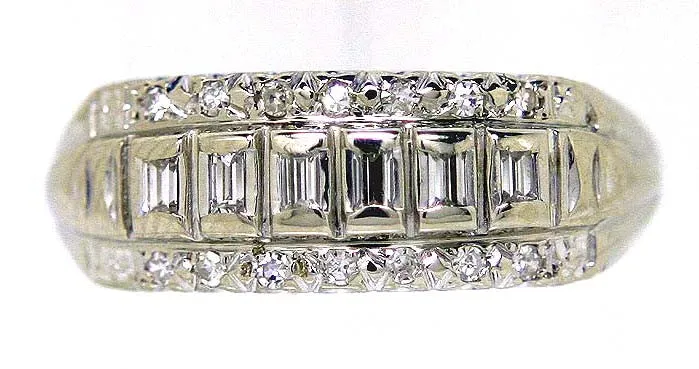 Vintage Round & Baguette Diamond Band Ring