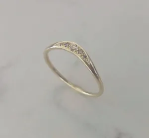 Vintage style diamond ring, unique cognac diamond wedding ring, 14k gold and diamonds wedding band
