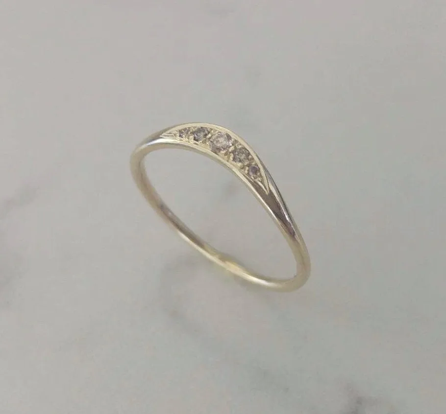 Vintage style engagement and wedding rings, Cognac diamonds engagement ring, unique engagement and wedding ring set, 14k floral wedding ring