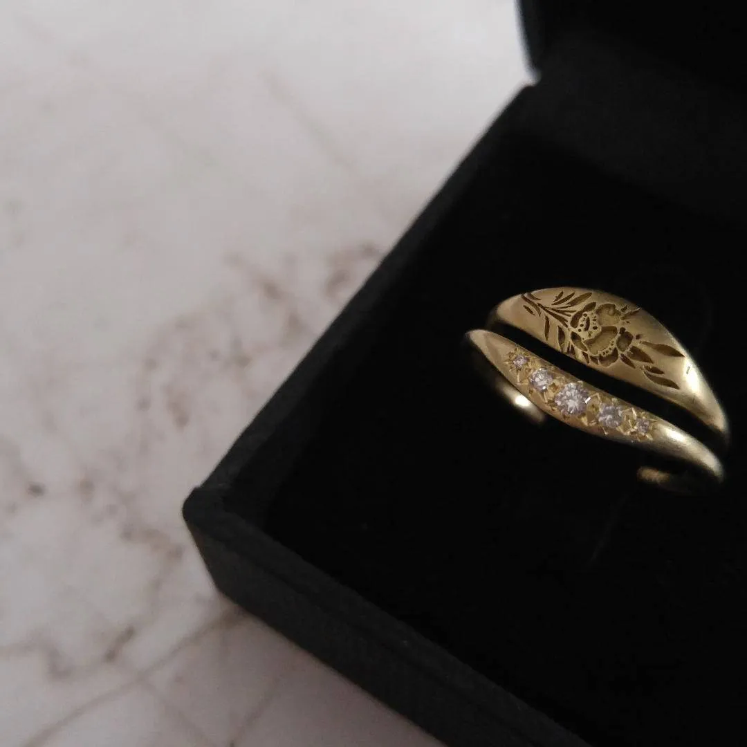 Vintage style engagement and wedding rings, unique diamond wedding ring set, unique engagement and wedding ring set, 14k floral wedding ring