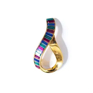 Vintage Swarovski Jewel Tone Baguette Rhinestone Brooch