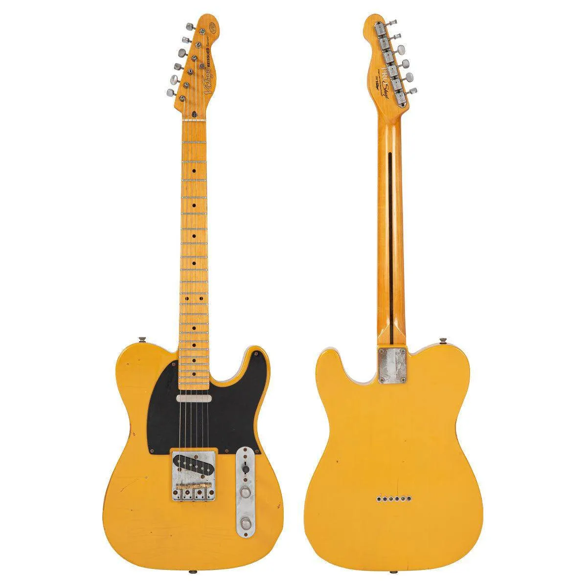 Vintage V52 ProShop Unique Electric Guitar ~ Butterscotch Cracked Lacquer