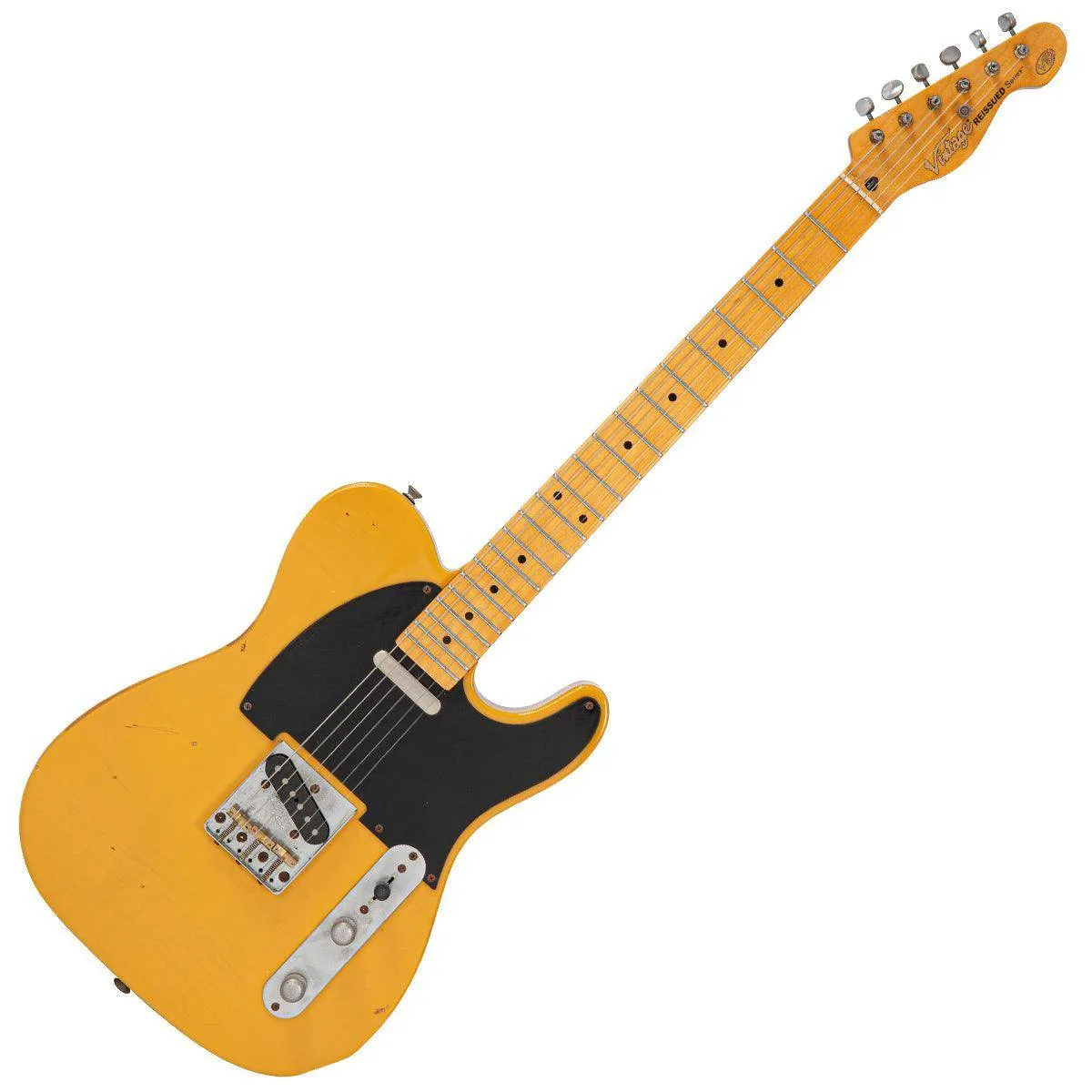 Vintage V52 ProShop Unique Electric Guitar ~ Butterscotch Cracked Lacquer