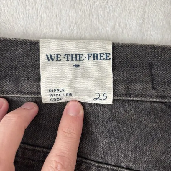We The Free Jeans Womens Size 25 Ripple Wide Leg Crop Black NEW Boho Indie