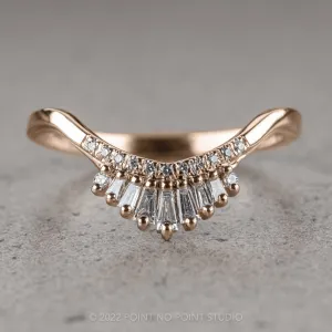 White Baguette Diamond Wedding Band, Margot Setting, 14k Rose Gold