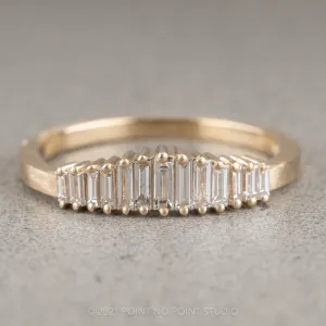 White Baguette Sparrow Diamond Wedding Band, 14k Yellow Gold