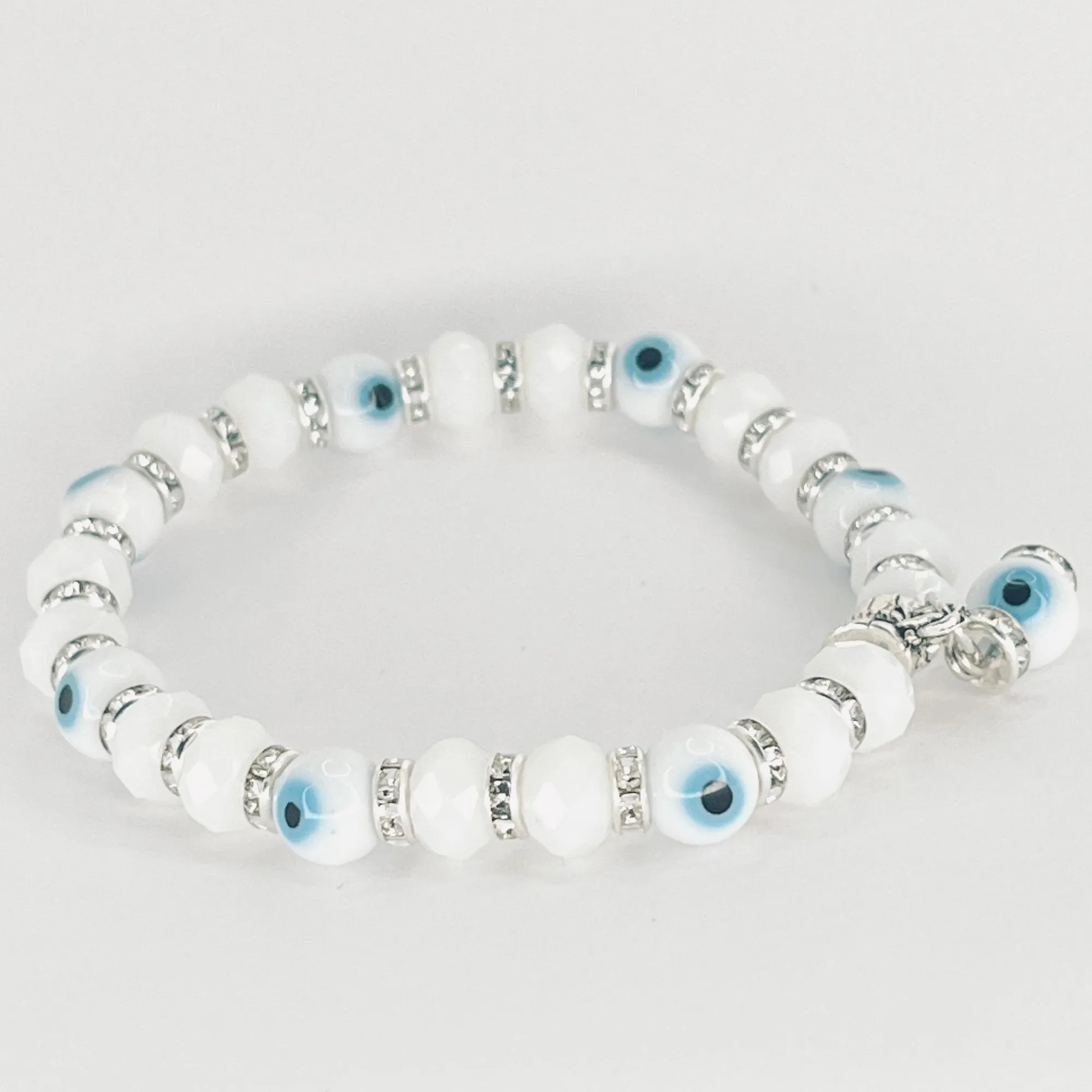 White Protective and Stylish Evil Eye Stretch Bracelet