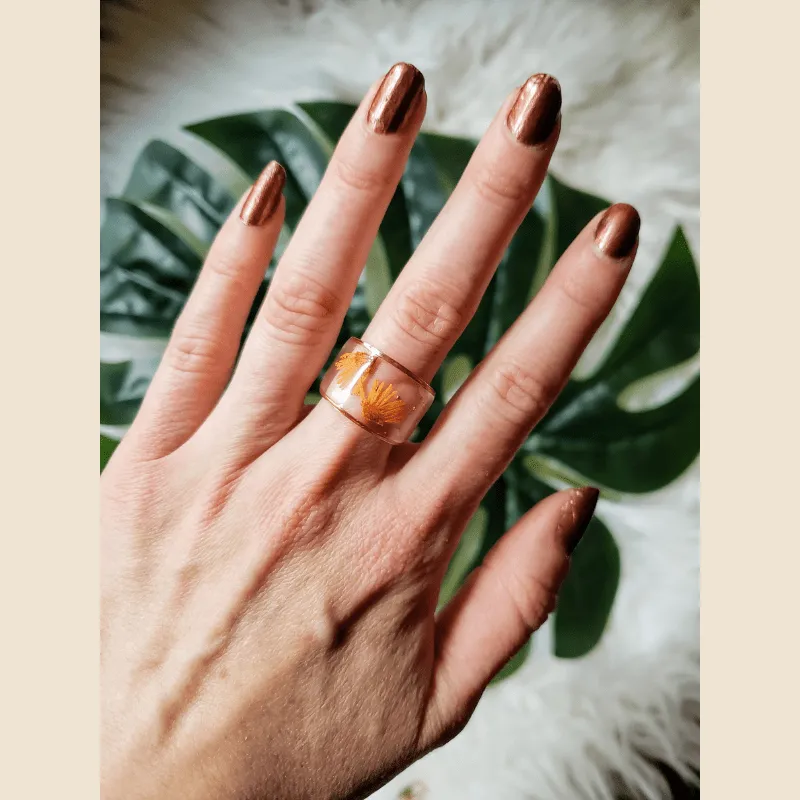 Wide Floral Ring - Orange or Cream