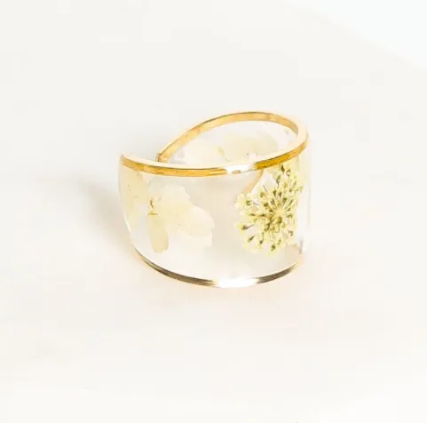 Wide Floral Ring - Orange or Cream