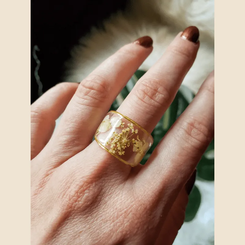 Wide Floral Ring - Orange or Cream
