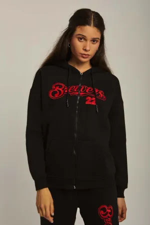Women Sweat Jacket  Embroidered Black
