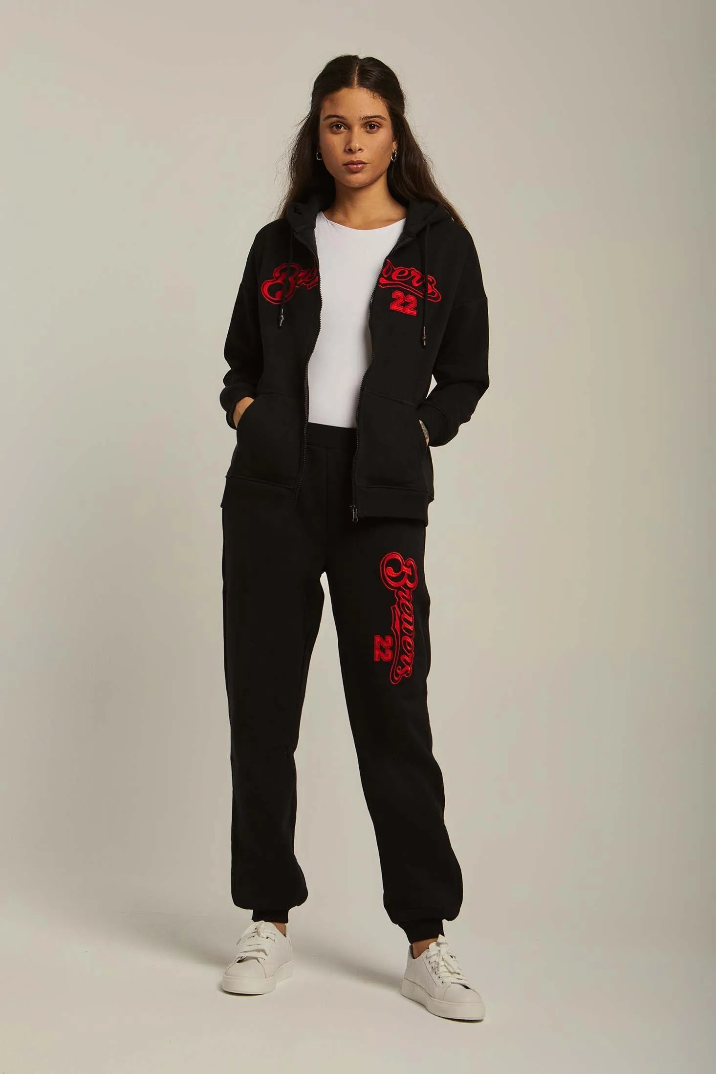 Women Sweat Jacket  Embroidered Black