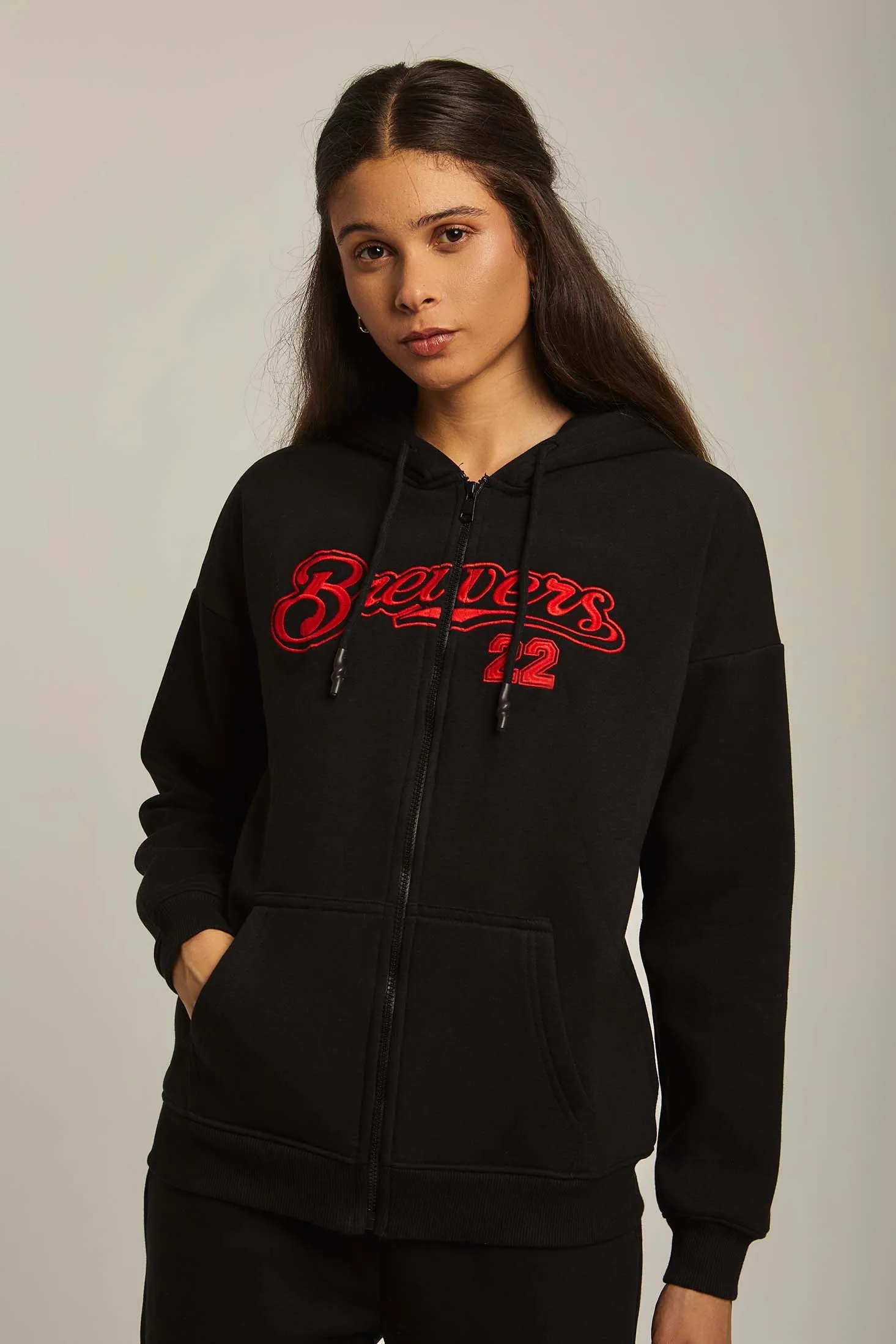Women Sweat Jacket  Embroidered Black