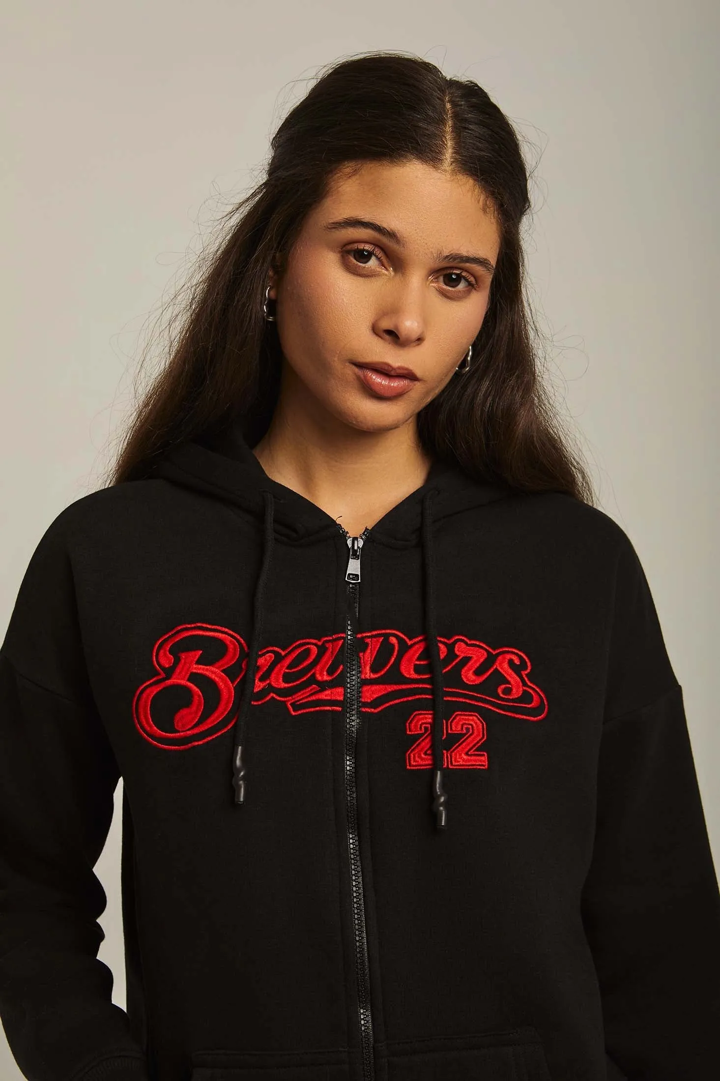 Women Sweat Jacket  Embroidered Black