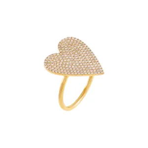 XL Pavé Diamond Heart Ring 14K