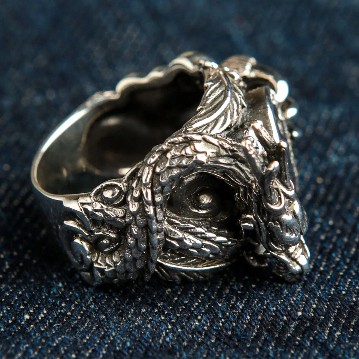Yin-Yang Dragon Sterling Silver Ring
