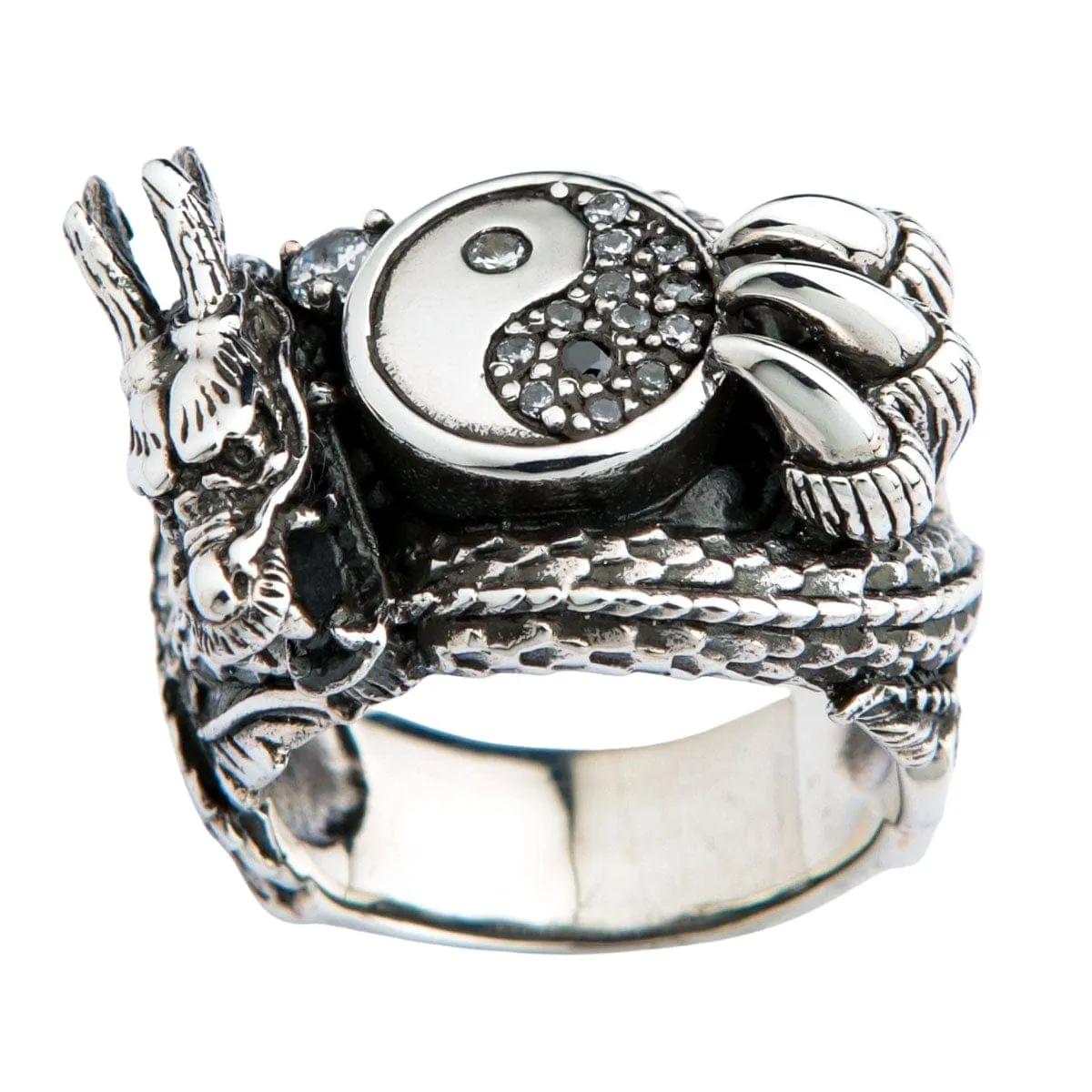Yin-Yang Dragon Sterling Silver Ring
