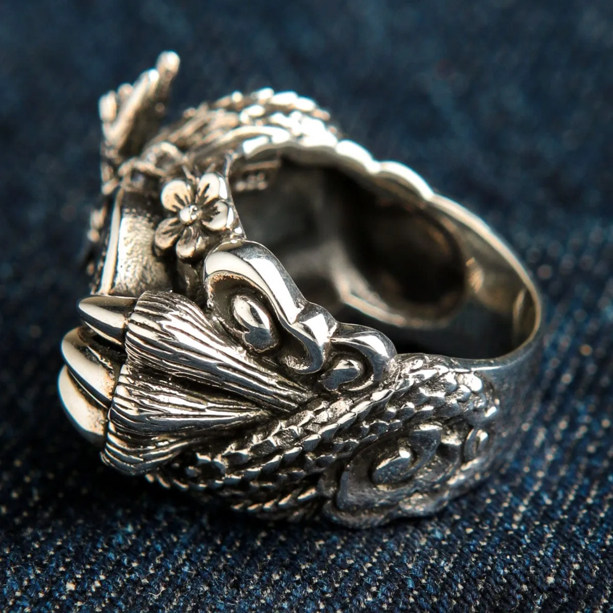 Yin-Yang Dragon Sterling Silver Ring