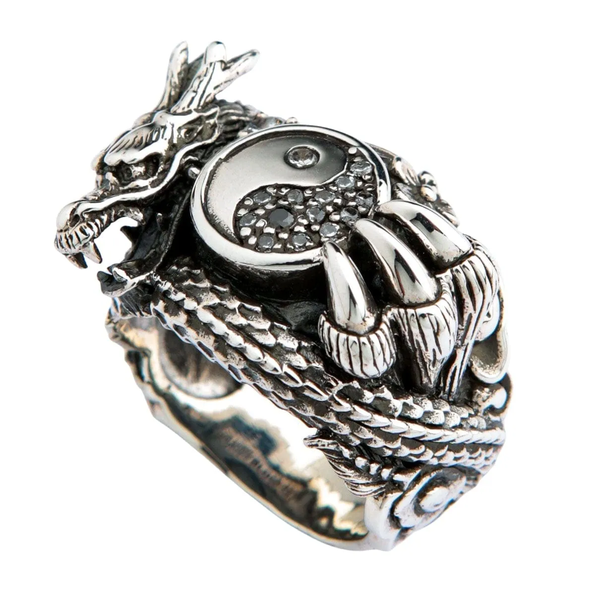 Yin-Yang Dragon Sterling Silver Ring