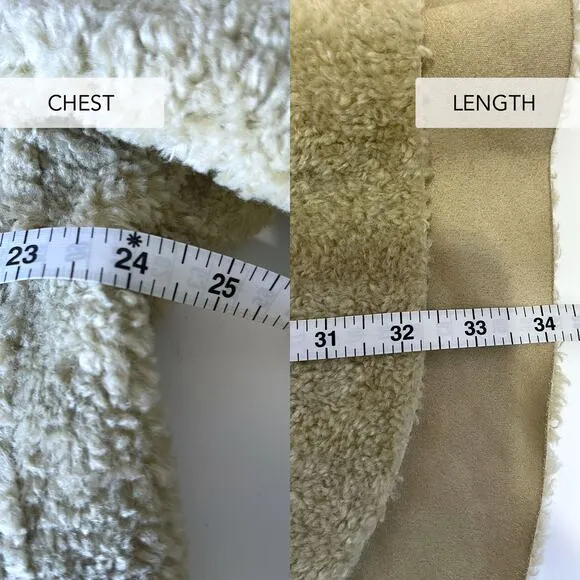 ZARA Shearling Terry Faux Overshirt Shacket in Tan Light Green Size M