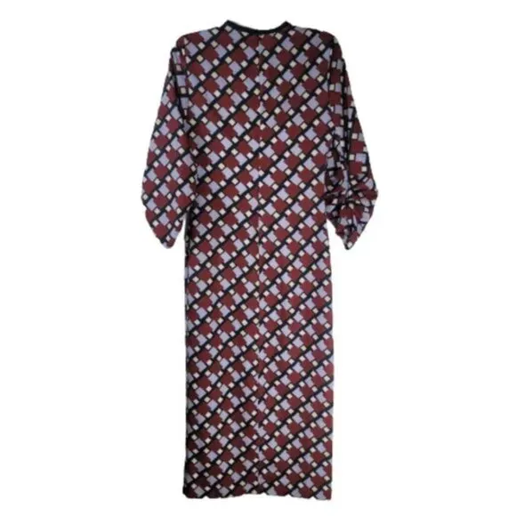 Zara Women Geometric Print Long Sleeve Midi Dress