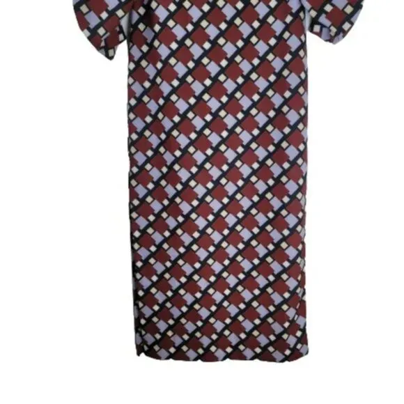 Zara Women Geometric Print Long Sleeve Midi Dress