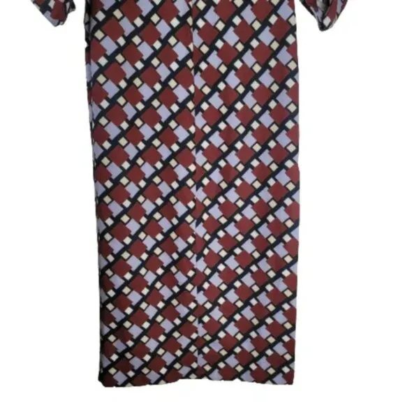 Zara Women Geometric Print Long Sleeve Midi Dress